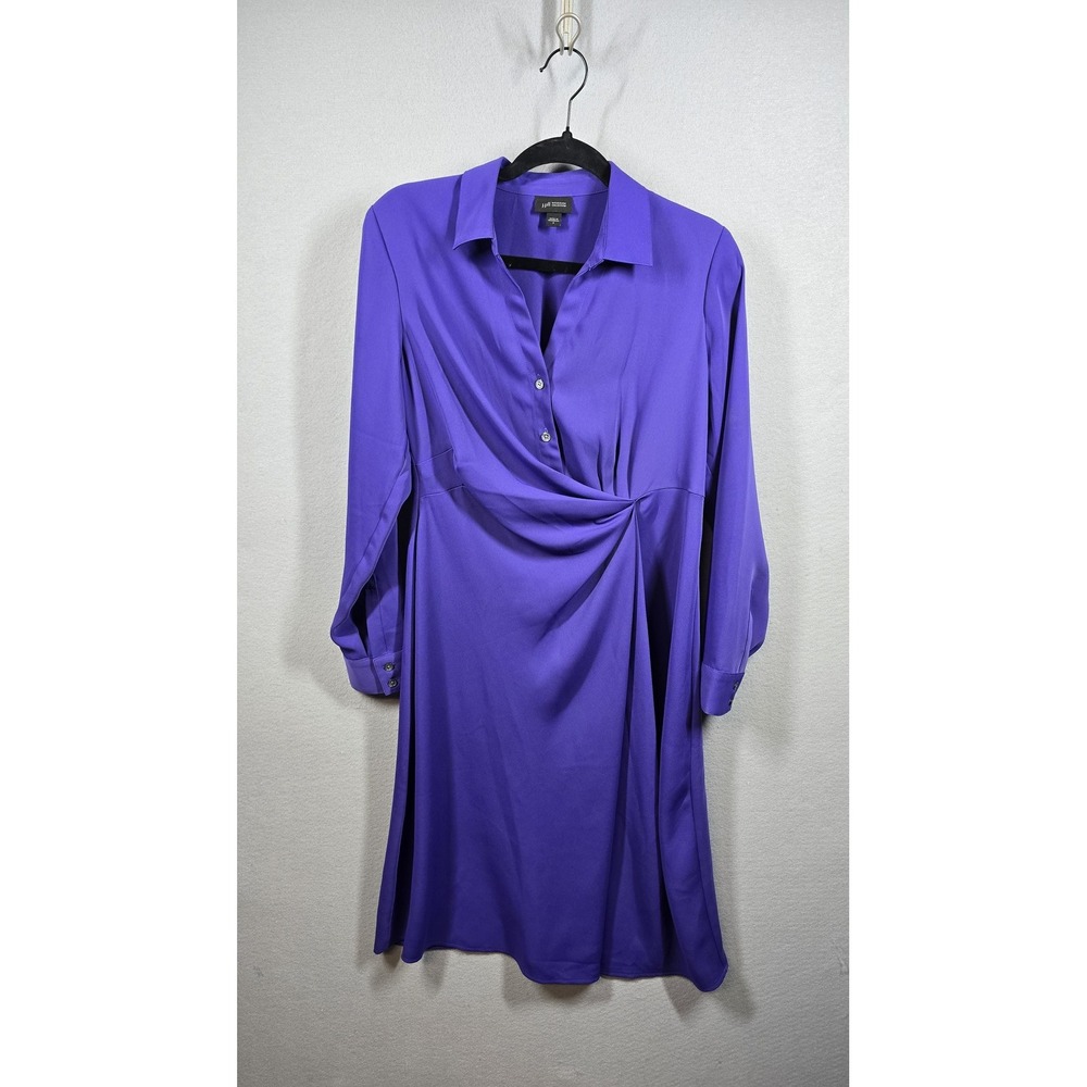 J Jill Wearever Collection Dress Womens Small Purple Draped Waist Stretch Modern
